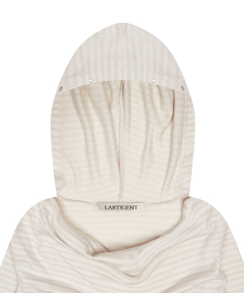 L21 SHIMMER OFF-SHOULDER HOODIE(CREAM)