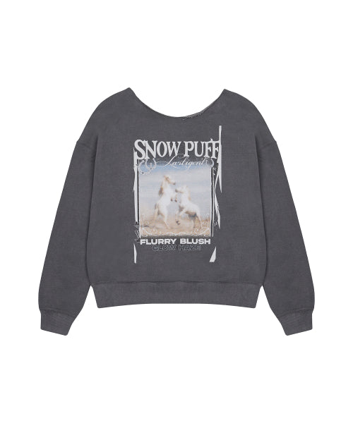 L21 DUSTY HORSE ONE-SHOULDER SWEATSHIRT(CHARCOAL)