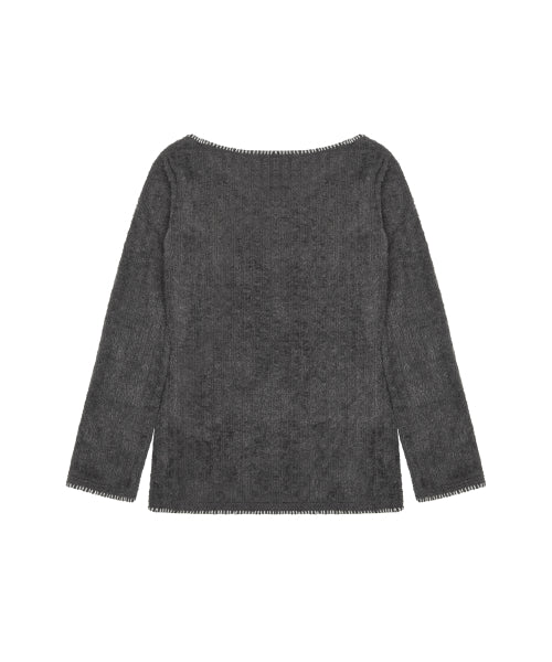 L21 SNOW PLUFFY MINI DRESS TOP(CHARCOAL)