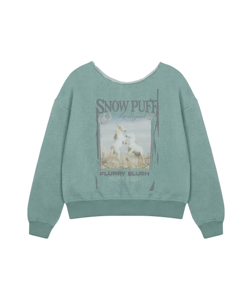 L21 DUSTY HORSE ONE-SHOULDER SWEATSHIRT(EMERALD)
