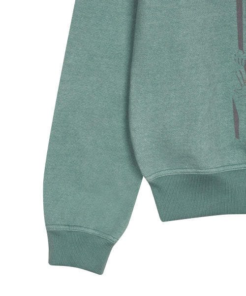 L21 DUSTY HORSE ONE-SHOULDER SWEATSHIRT(EMERALD)