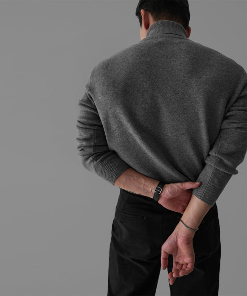SOFT DOUBLE TURTLENECK KNIT [GRAY]