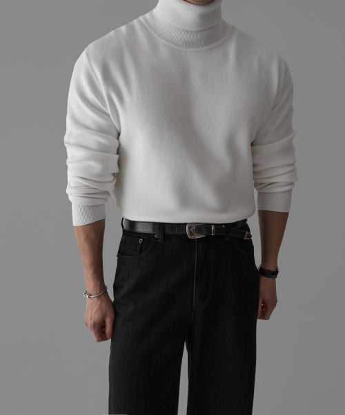 SOFT DOUBLE TURTLENECK KNIT [IVORY]