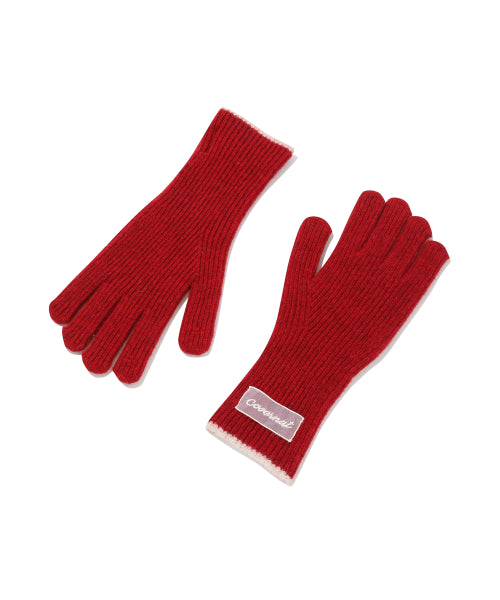 WOMAN CLOVER HEART MELANGE TIP LAMBSWOOL GLOVES