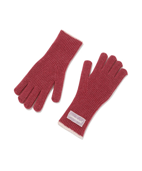 WOMAN CLOVER HEART MELANGE TIP LAMBSWOOL GLOVES