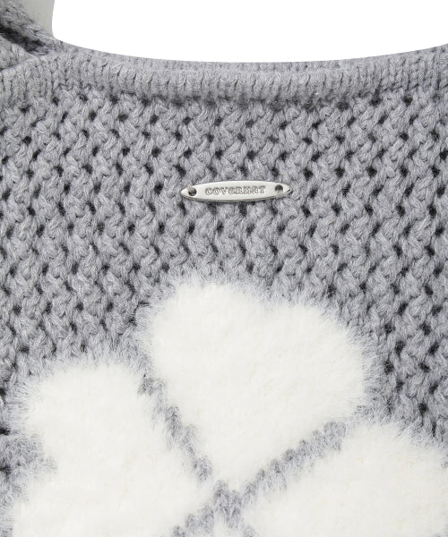 WOMAN CLOVER HEART MINI KNIT TOTE BAG