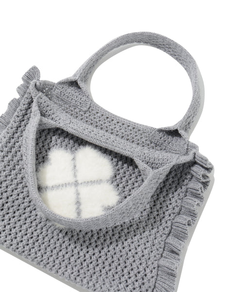 WOMAN CLOVER HEART MINI KNIT TOTE BAG