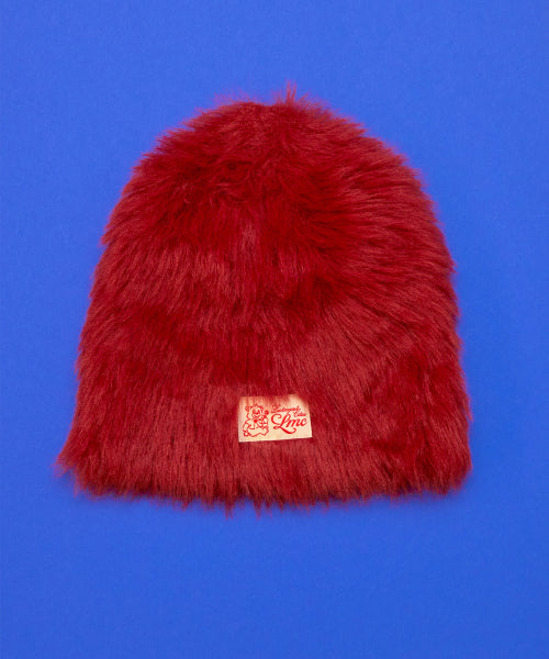 HAIRY UNCUFFED BEANIE burgundy
