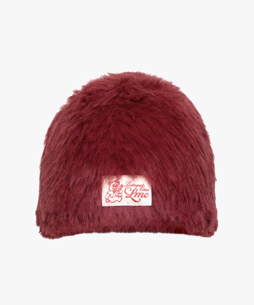 HAIRY UNCUFFED BEANIE burgundy