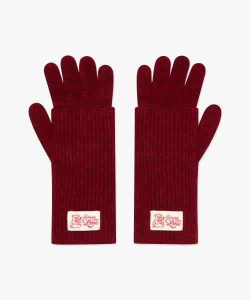 LAYERED KNIT GLOVES burgundy