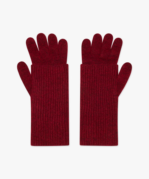 LAYERED KNIT GLOVES burgundy