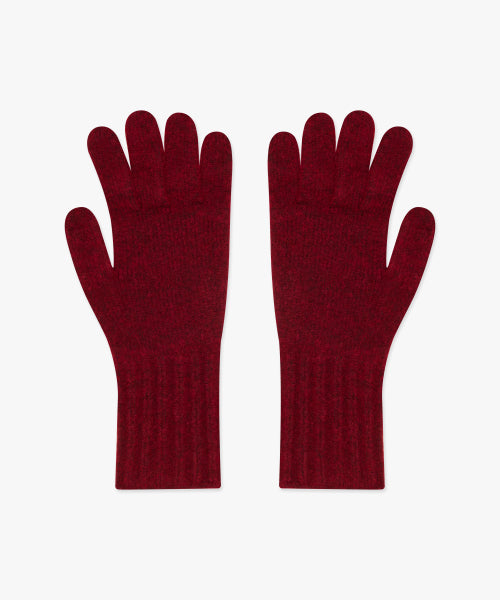 LAYERED KNIT GLOVES burgundy