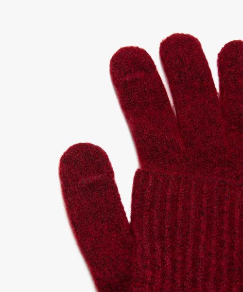 LAYERED KNIT GLOVES burgundy