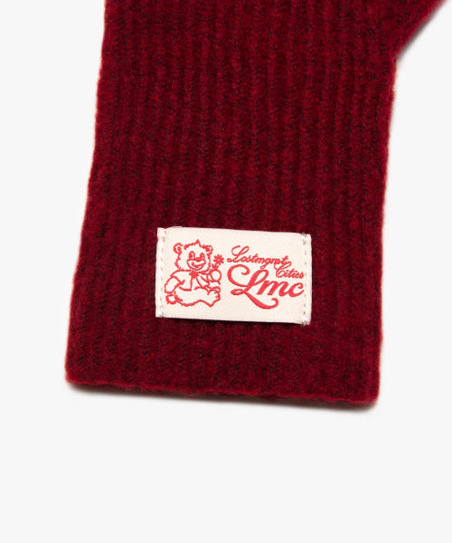 LAYERED KNIT GLOVES burgundy