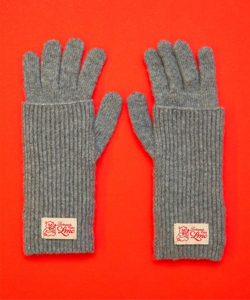 LAYERED KNIT GLOVES gray