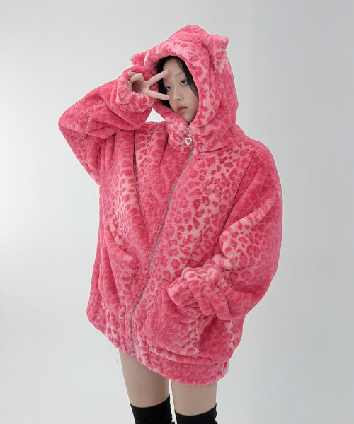 Cat Leopard Jacket - Pink