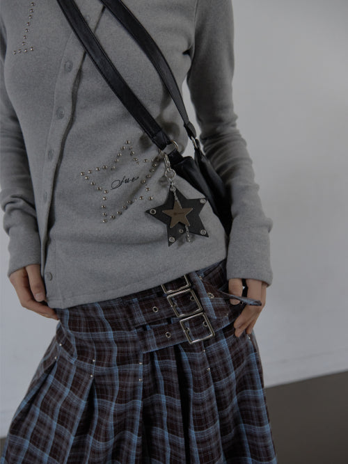DOUBLE STAR KEYRING / BLACK