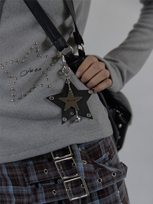DOUBLE STAR KEYRING / BLACK