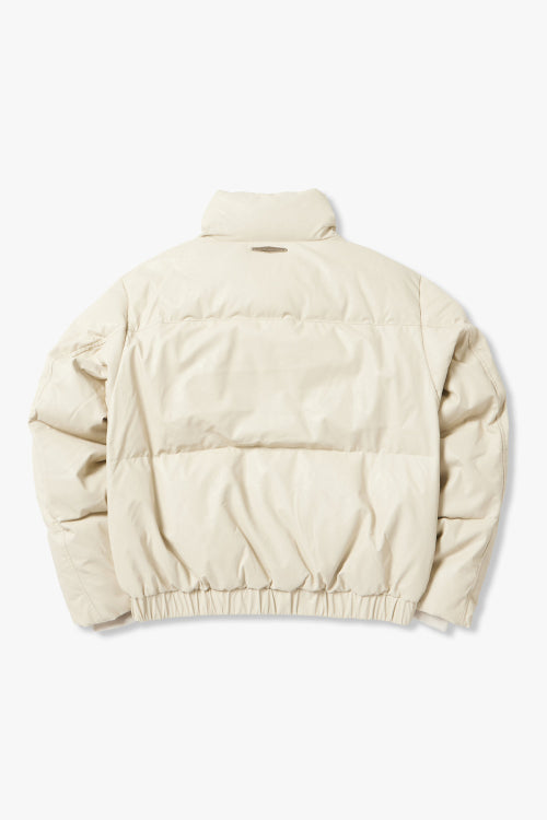 High-neck Semitic Leather Down_Cream HH16104001