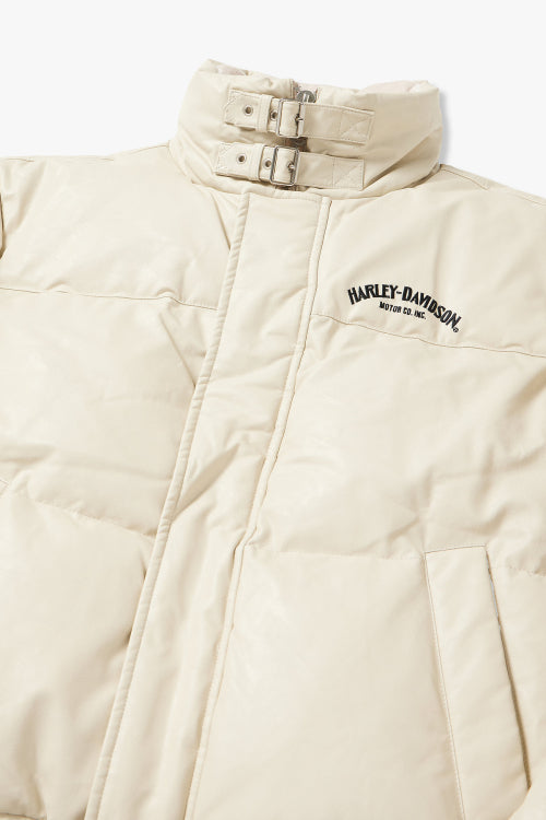 High-neck Semitic Leather Down_Cream HH16104001