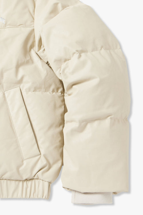 High-neck Semitic Leather Down_Cream HH16104001