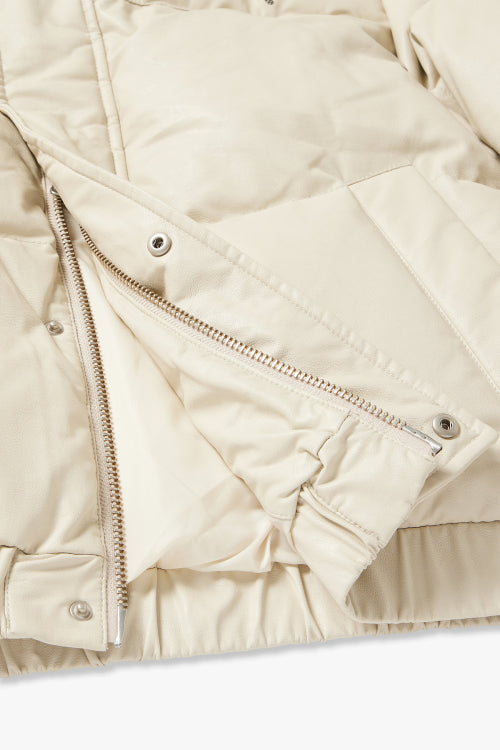 High-neck Semitic Leather Down_Cream HH16104001