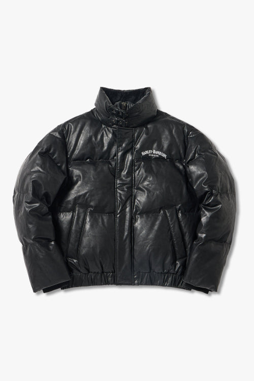 High-neck Semitic Leather Down_Black HH16104001