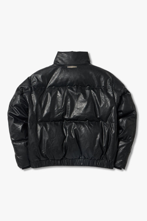 High-neck Semitic Leather Down_Black HH16104001