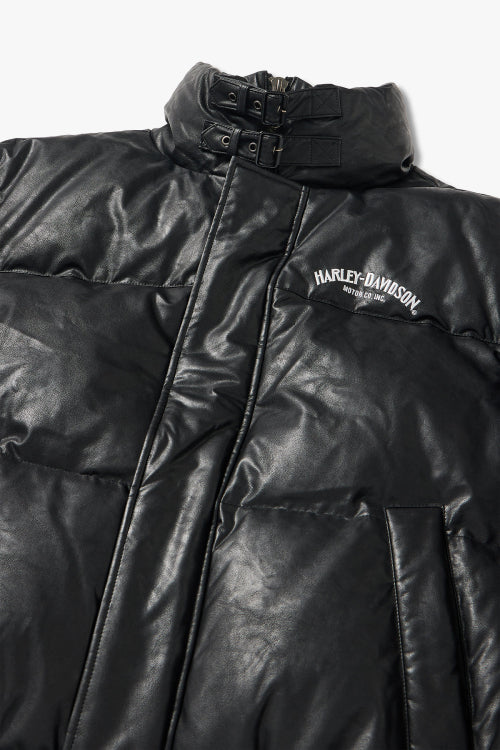 High-neck Semitic Leather Down_Black HH16104001