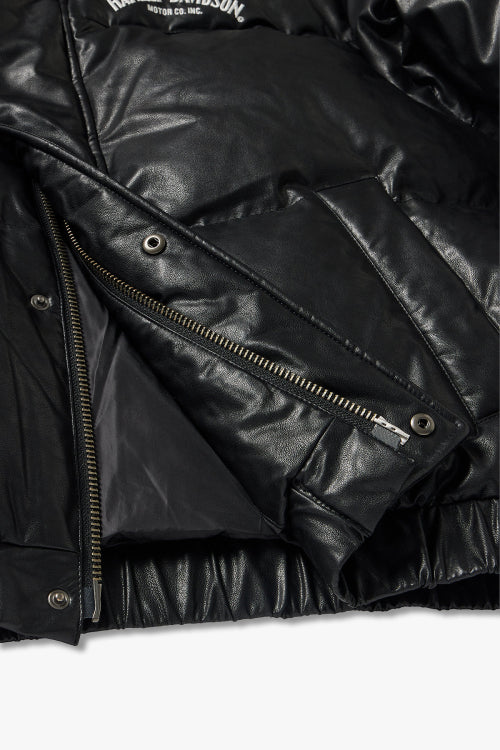 High-neck Semitic Leather Down_Black HH16104001