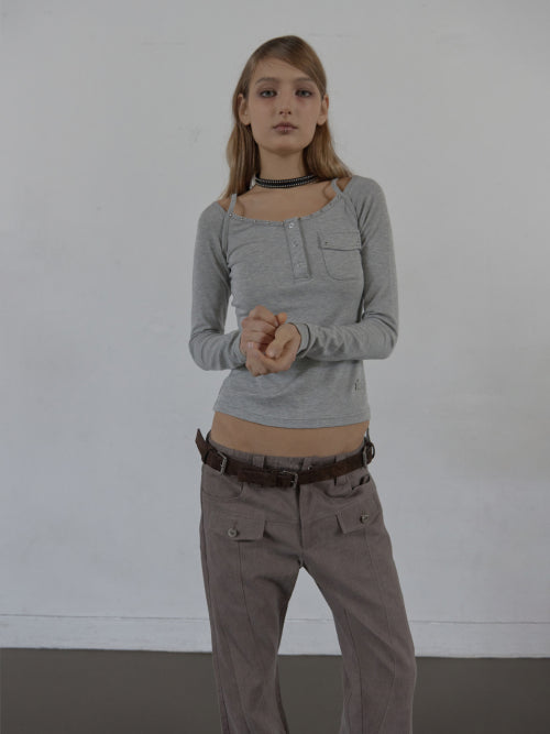 MULTI BUCKLE SUEDE BELT / BROWN