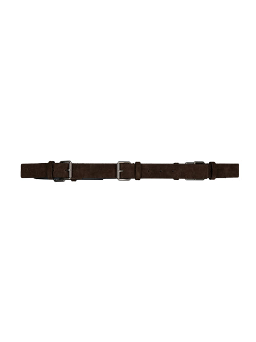 MULTI BUCKLE SUEDE BELT / BROWN