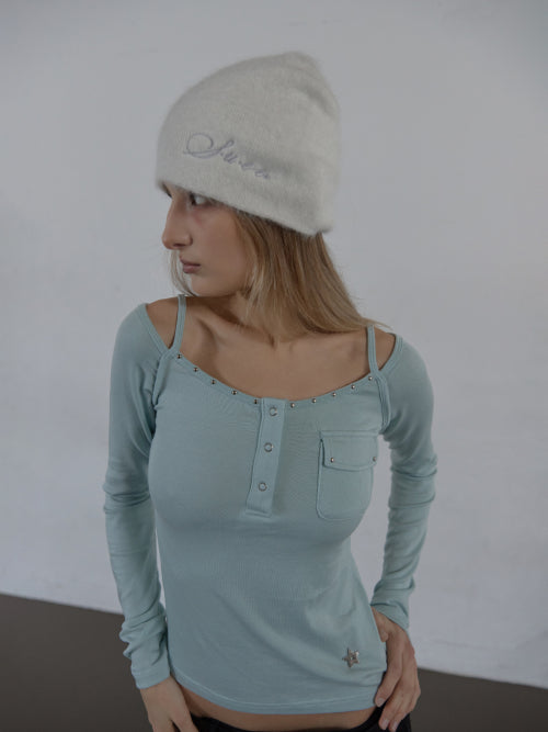 ANGORA LOGO BEANIE / WHITE