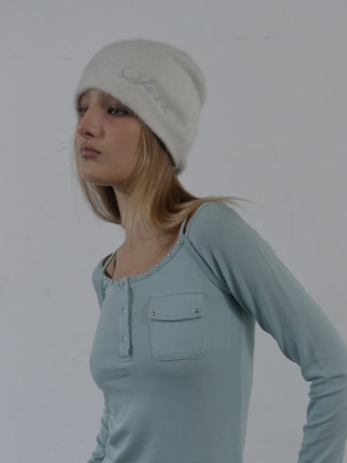 ANGORA LOGO BEANIE / WHITE