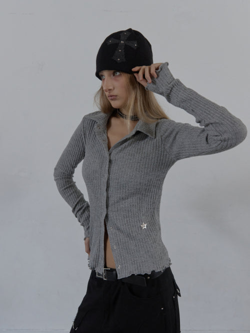 CROSS STUDDED BEANIE / BLACK