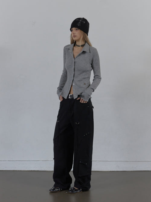 CROSS STUDDED BEANIE / BLACK