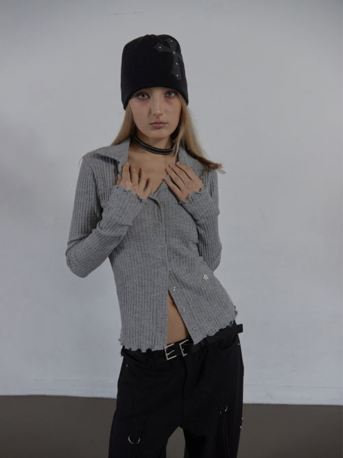 CROSS STUDDED BEANIE / BLACK