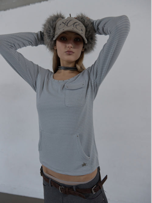 CORDUROY FUR EARFLAP CAP / BEIGE