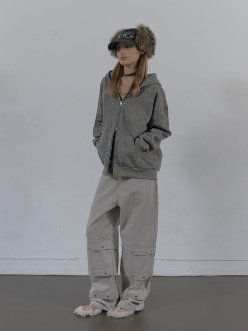 CORDUROY FUR EARFLAP CAP / CHARCOAL