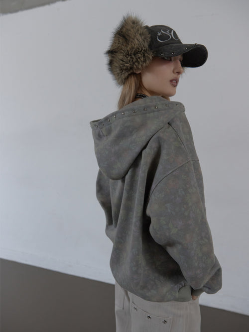 CORDUROY FUR EARFLAP CAP / CHARCOAL