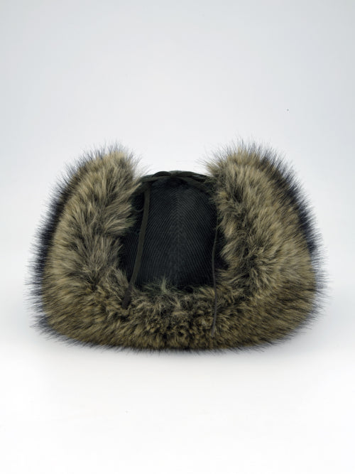 CORDUROY FUR EARFLAP CAP / CHARCOAL