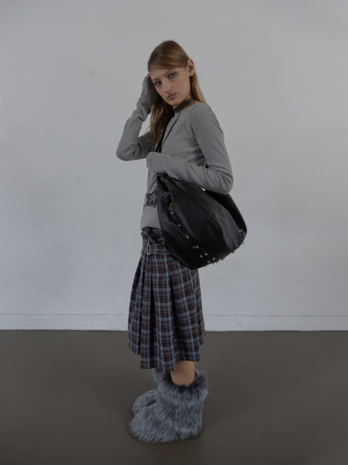 STUDDED TWO-WAY BIG BAG / BLACK