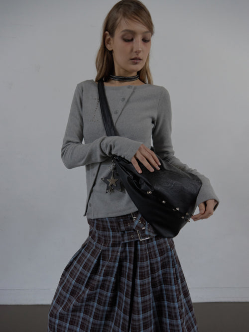 STUDDED TWO-WAY BIG BAG / BLACK