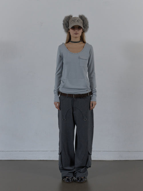 WESTERN STUDDED SLACKS / CHARCOAL
