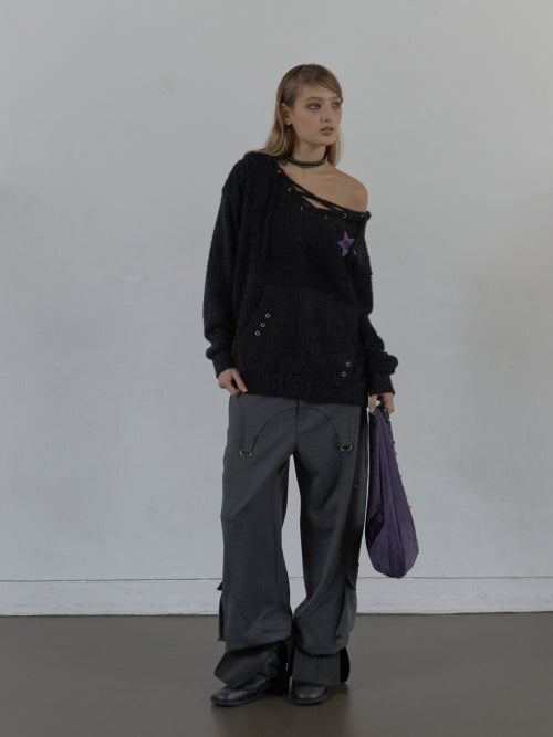 WESTERN STUDDED SLACKS / CHARCOAL