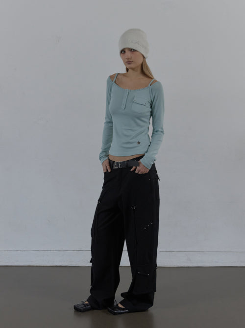 WESTERN STUDDED SLACKS / BLACK
