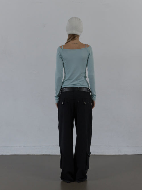 WESTERN STUDDED SLACKS / BLACK