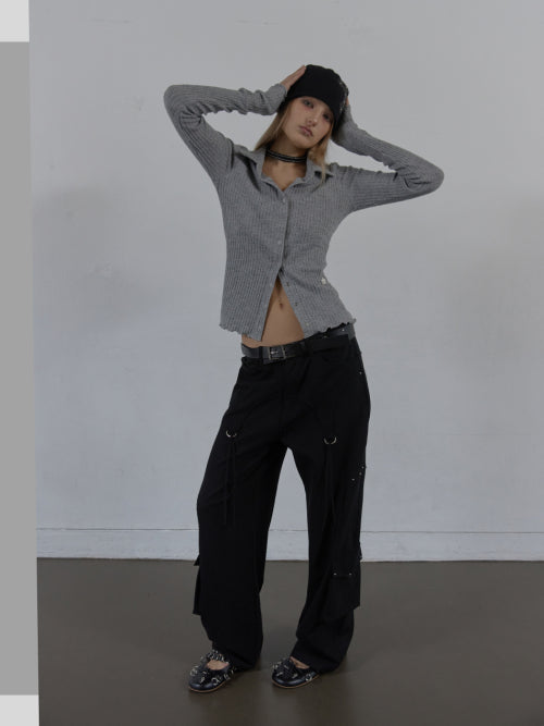 WESTERN STUDDED SLACKS / BLACK