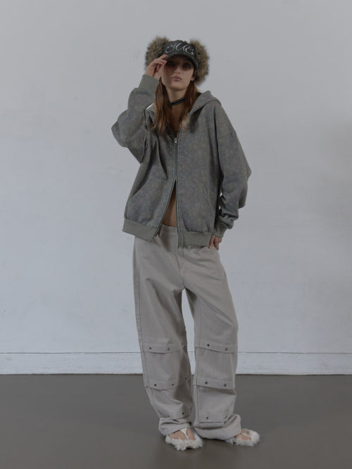 PIN TUCK EYELET PANTS / BEIGE