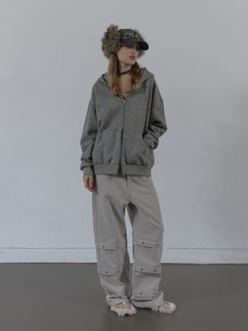 PIN TUCK EYELET PANTS / BEIGE
